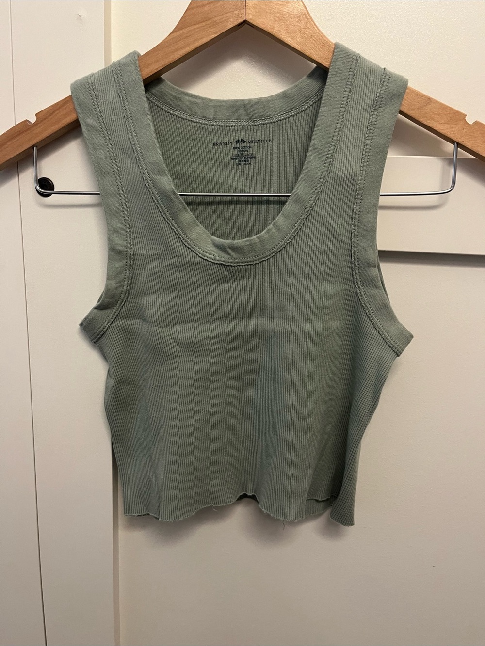 Brandy Melville Ribbed Scoop-Neck Tank Top in Sage Green